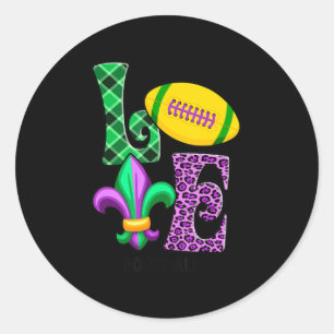 Pegatina Redonda Amo a los hombres leoparlantes del Mardi Gras
