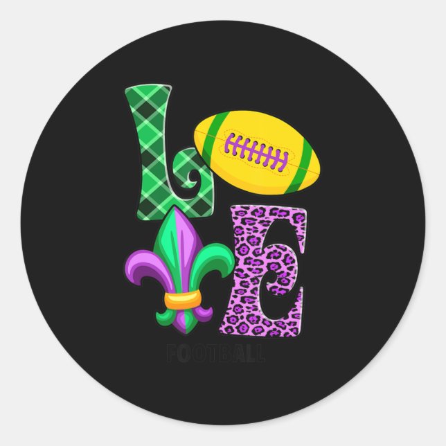 Pegatina Redonda Amo a los hombres leoparlantes del Mardi Gras (Anverso)