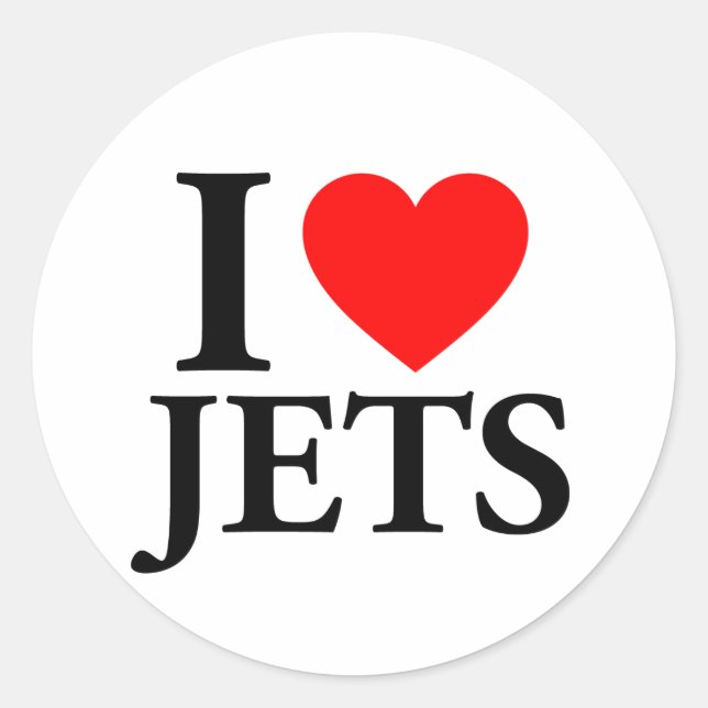 Pegatina Redonda Amo a los Jets (Anverso)