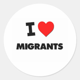 Pegatina Redonda Amo a los migrantes
