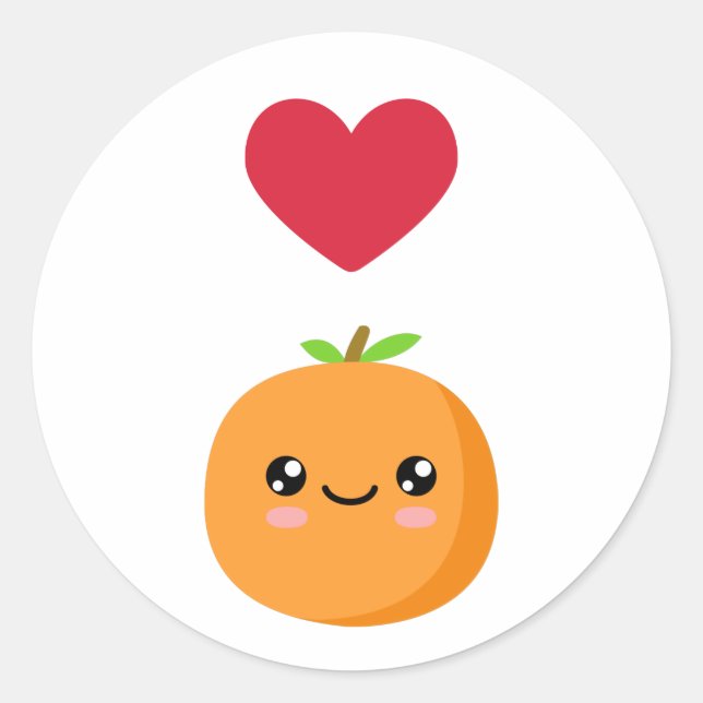 Pegatina Redonda Amo a los Naranjas (Anverso)