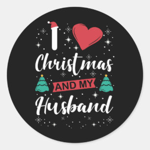 Pegatina Redonda Amo A Los Navidades Y A Mi Esposo... Noches De Sno