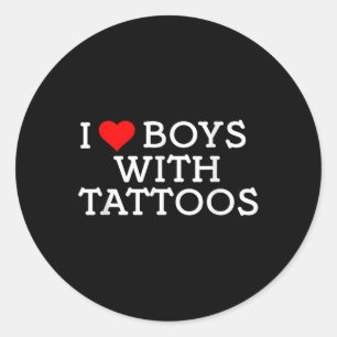 Pegatina Redonda Amo A Los Niños Con Tatuajes _1