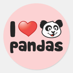 Pegatina Redonda Amo a los Pandas