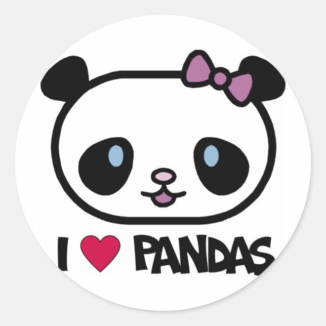 Pegatina Redonda Amo a los Pandas (Anverso)