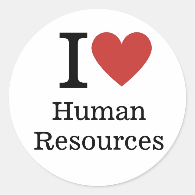 Pegatina Redonda ❤️ Amo a los PEGATINAS de Recursos Humanos (Anverso)