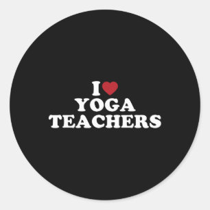 Pegatina Redonda Amo a los profesores de yoga, me encantan los prof