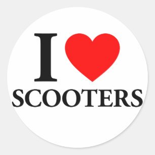 Pegatina Redonda Amo a los Scooters