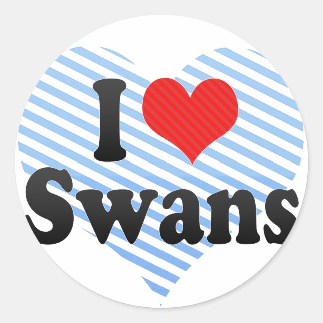 Pegatina Redonda Amo a los Swans (Anverso)