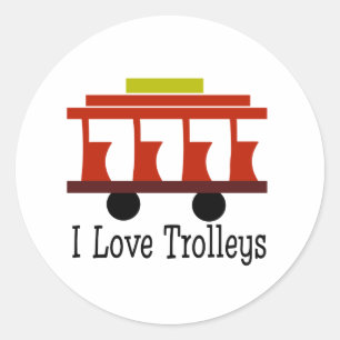 Pegatina Redonda Amo a los Trolleys