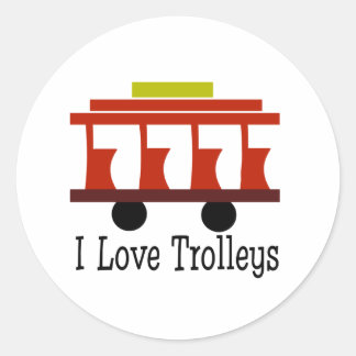 Pegatina Redonda Amo a los Trolleys