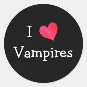 Pegatina Redonda Amo a los vampiros