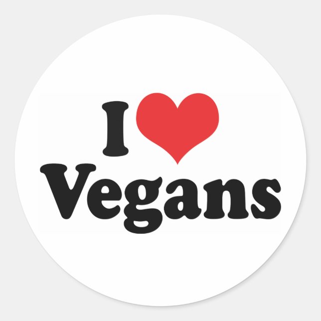 Pegatina Redonda Amo a los veganos (Anverso)