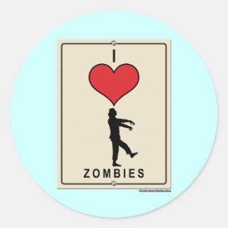 Pegatina Redonda Amo a los zombies