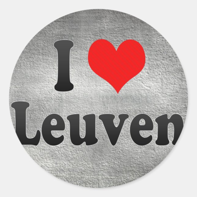 Pegatina Redonda Amo a Lovaina, Bélgica (Anverso)