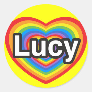 Pegatina Redonda Amo a Lucy. Te amo Lucy. Corazón