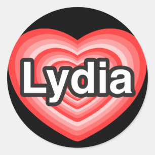 Pegatina Redonda Amo a Lydia. Te amo Lydia. Corazón