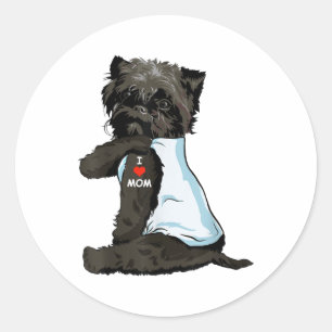 Pegatina Redonda Amo A Mamá Tattoo Affenpinscher Mamá Perro Lover M