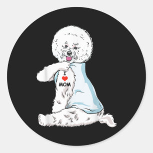 Pegatina Redonda Amo a mamá Tattoo Bichon Frise Mom Perro Lover Wom