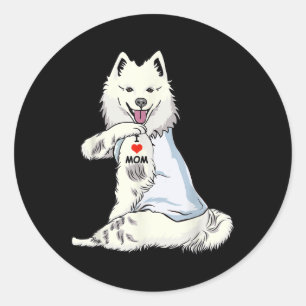 Pegatina Redonda Amo A Mamá Tattoo El Eskimo Estadounidense Mamá Pe