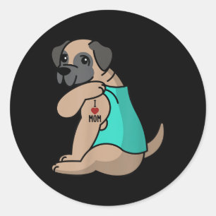 Pegatina Redonda Amo a mamá Tattoo Inglés Mastiff Madre Perro