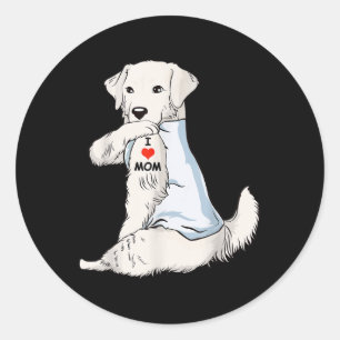 Pegatina Redonda Amo a Mamá Tattoo Kuvasz Mamá Perro Amante Mujeres
