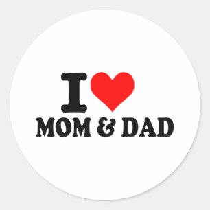 Pegatina Redonda Amo a mamá y papá