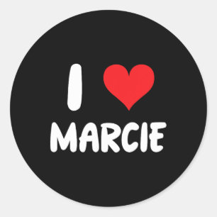 Pegatina Redonda Amo a Marcie - Corazón - Nombre