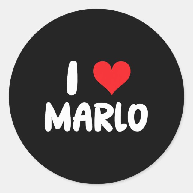Pegatina Redonda Amo a Marlo - Corazón - Nombre  (Anverso)