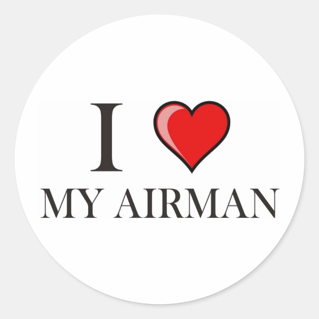Pegatina Redonda Amo A Mi Airman (Anverso)