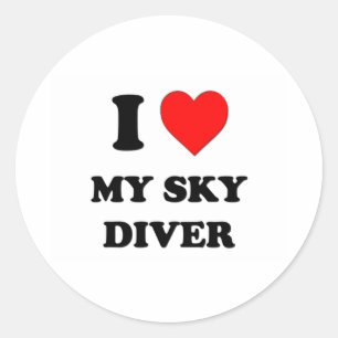 Pegatina Redonda Amo a mi buceador del cielo