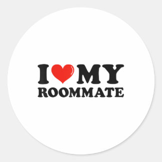 Pegatina Redonda Amo a mi compañera de habitación - Corro a mi comp