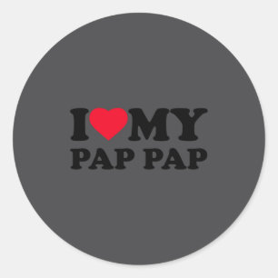 Pegatina Redonda Amo a mi corazón Pap-pap abuelo familia Pappap lar