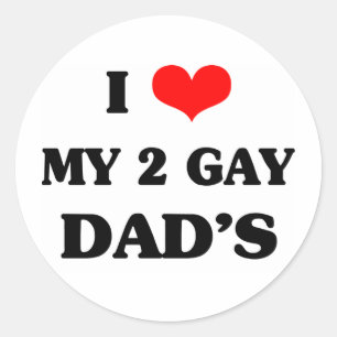Pegatina Redonda Amo a mi dos papás del gay