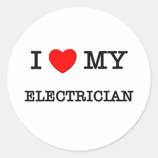Pegatina Redonda Amo a mi ELECTRICIANO (Anverso)