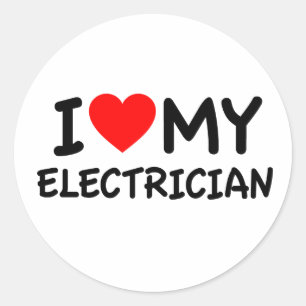 Pegatina Redonda Amo a mi electricista