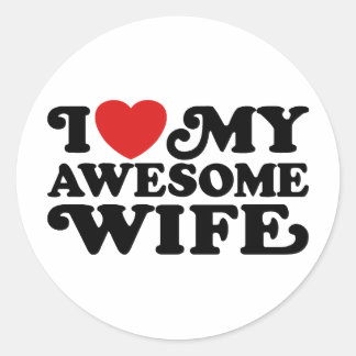 Pegatina Redonda Amo A Mi Esposa Asombrosa