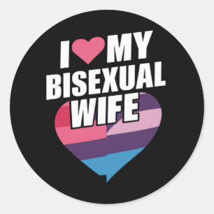 Pegatina Redonda Amo a mi esposa bisexual Bi Orgullo Bandera Bisexu
