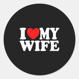 Pegatina Redonda Amo a mi esposa corazón divertido esposo genial re