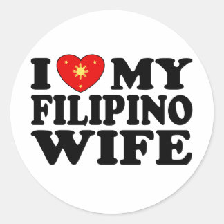 Pegatina Redonda Amo a mi esposa filipina