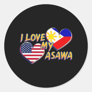Pegatina Redonda Amo a mi esposa filipina Estadounidense Filipino A