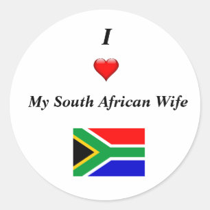 Pegatina Redonda Amo a mi esposa sudafricana