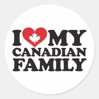 Pegatina Redonda Amo a mi familia canadiense