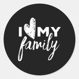 Pegatina Redonda Amo a mi familia parientes Py Familias Reunion