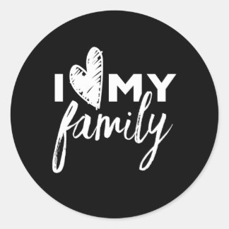 Pegatina Redonda Amo a mi familia parientes Py Familias Reunion