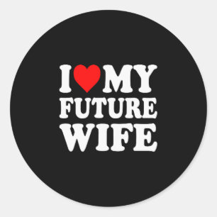 Pegatina Redonda Amo a mi futura esposa divertida novia San Valentí