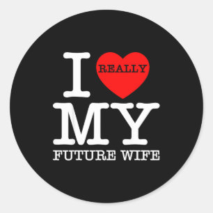 Pegatina Redonda Amo a mi futura esposa matrimonio prometida novio