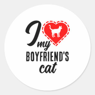 Pegatina Redonda Amo a mi gato novio