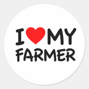 Pegatina Redonda Amo a mi granjero