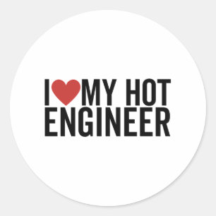 Pegatina Redonda Amo A Mi Ingeniero Caliente